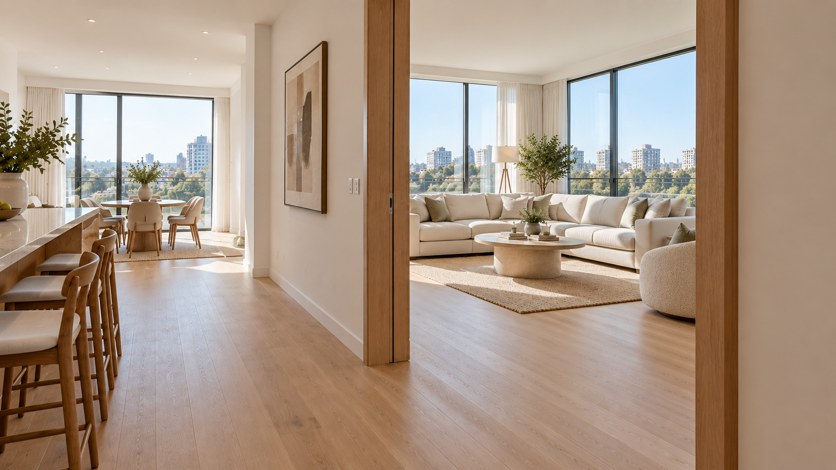 Turning into the living room